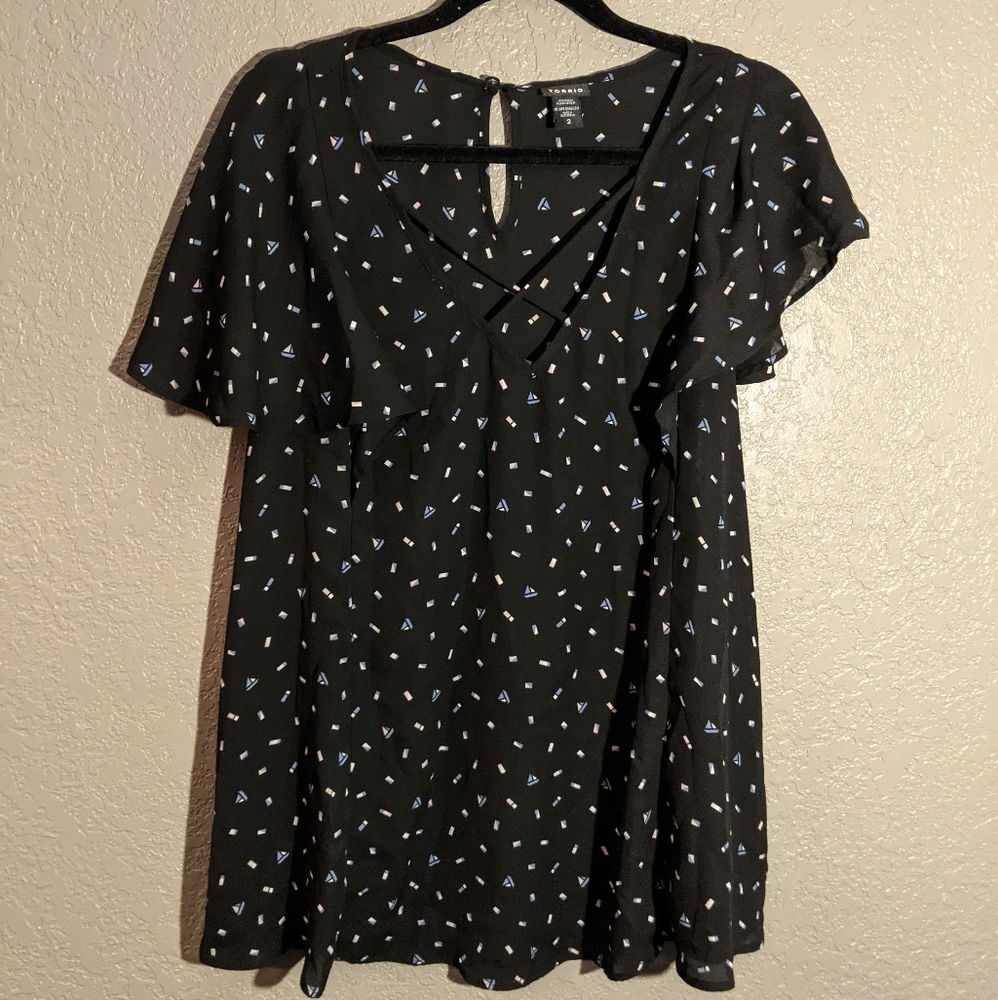 Torrid Black Chiffon Flutter Sleeve Blouse